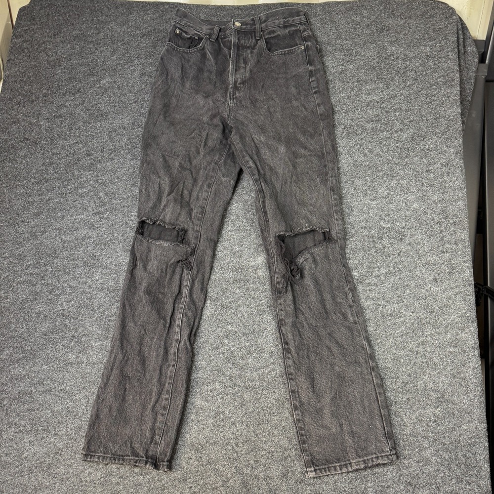 Pacsun Dad Jeans Womens 26 Faded Black Denim Dark Wash Distressed Straight Leg